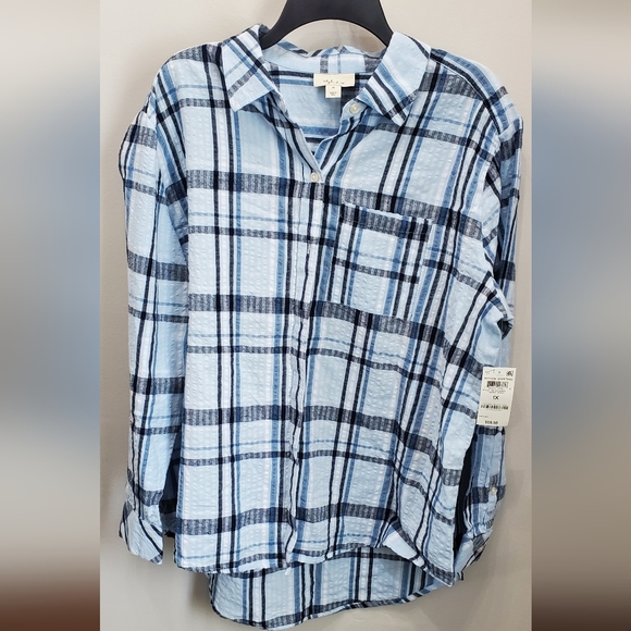 Style & Co. Tops - Blue Plaid Boyfriend Shirt